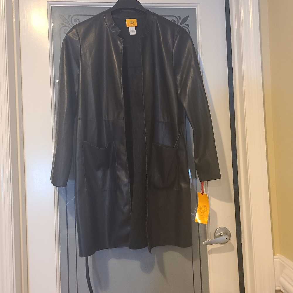 COPY - Black leather long jacket for women